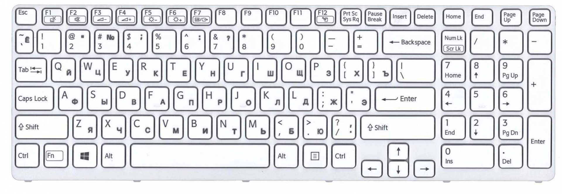 Клавиатура Sony VAIO SVE1713ACXBC белая рамка с подсветкой, OEM