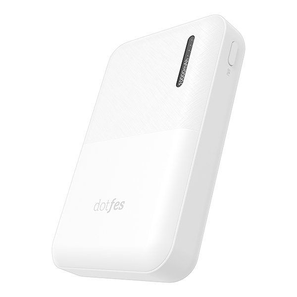 Power Bank 10000mA DOTFES D05 (2 USB выхода 1A/2,1A) белый
