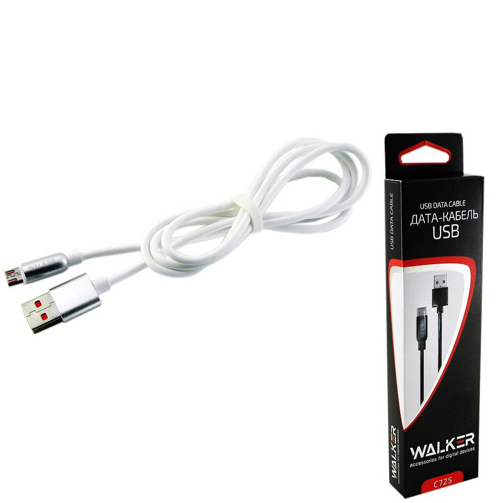 Кабель USB - micro USB WALKER C725 белый (1м)