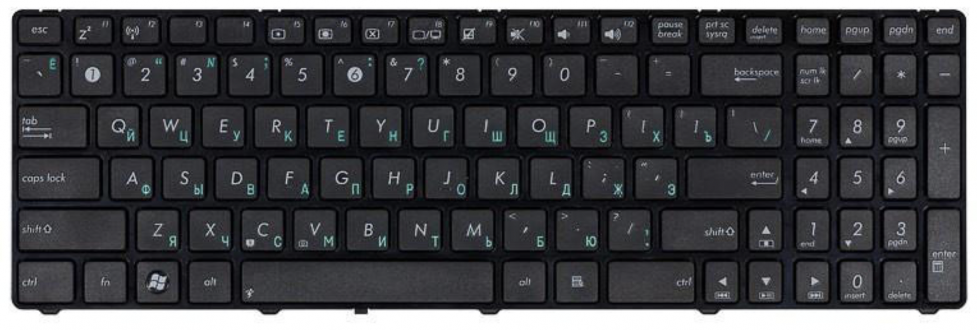 Клавиатура ASUS K50IN глянцевая, с рамкой, OEM