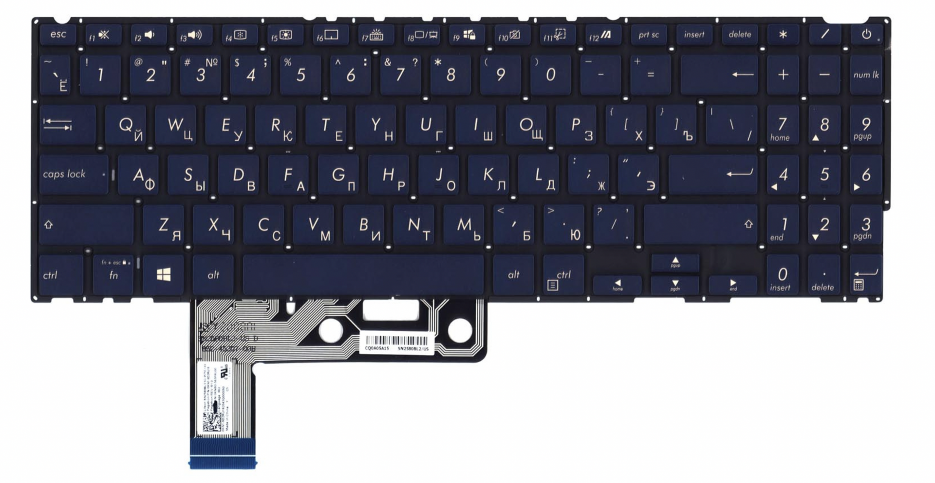 Клавиатура ASUS Zenbook UX533FD-A8140T с белой подсветкой, OEM