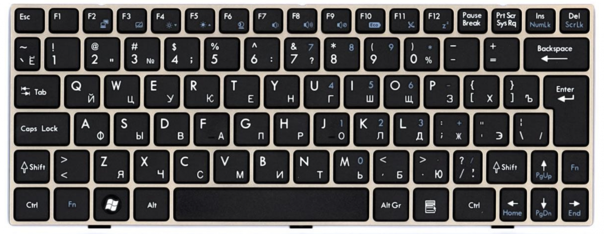 Клавиатура MSI Wind U135DX рамка бронза, OEM