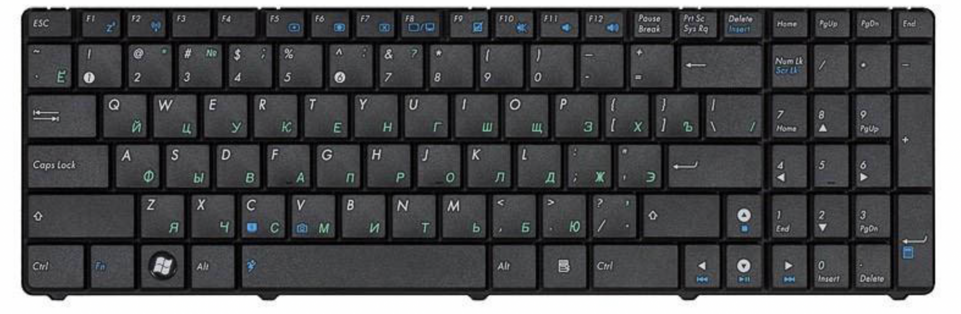 Клавиатура ASUS K52 матовая, без рамки, OEM