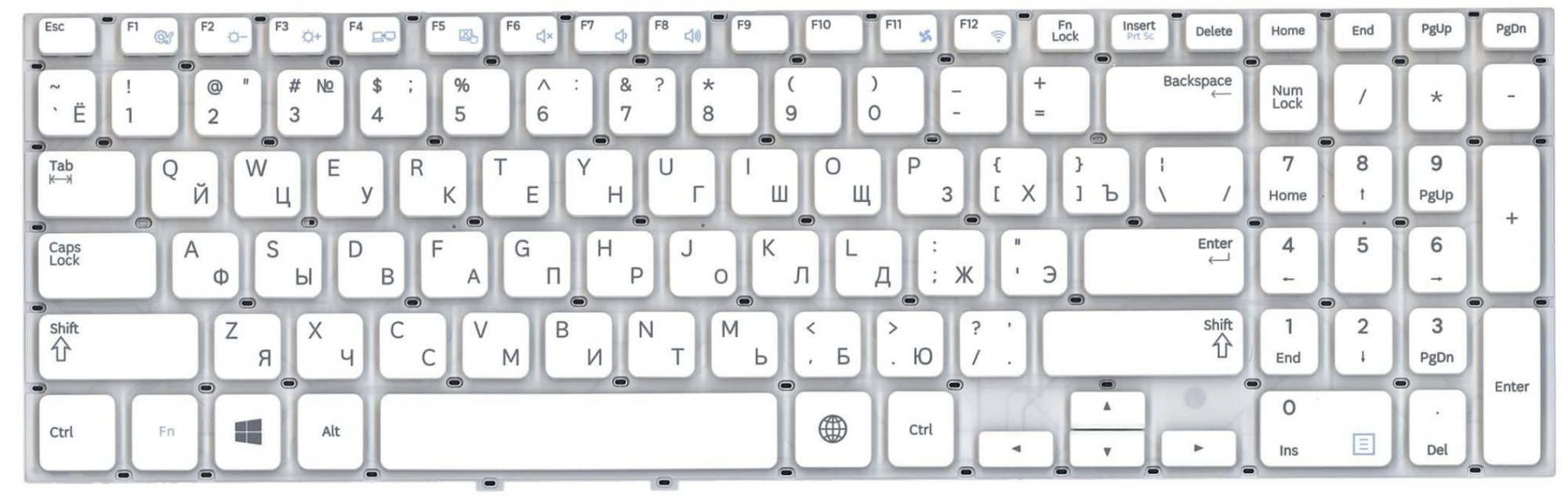 Клавиатура Samsung NP350V5C белая, OEM