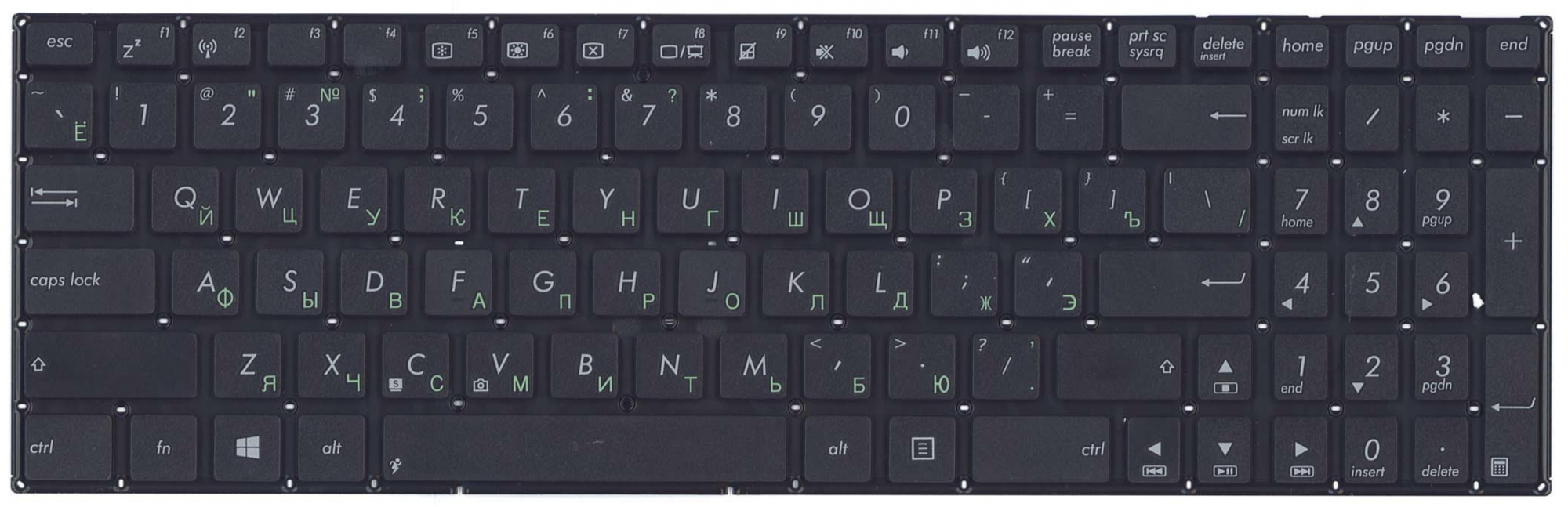 Клавиатура ASUS X551MA плоский Enter, чёрная OEM