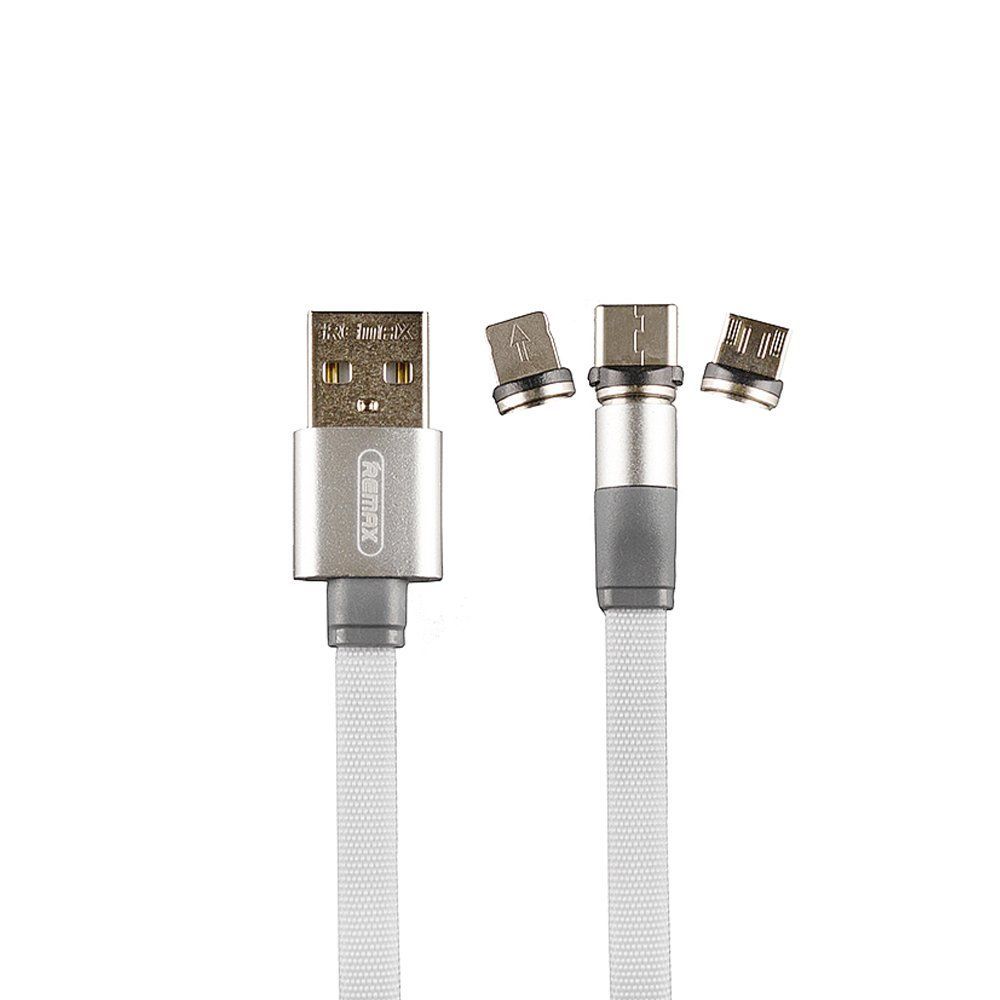 Кабель USB универсальный REMAX Flag RC-169th 3 в 1 Magnetic Series белый (1м)