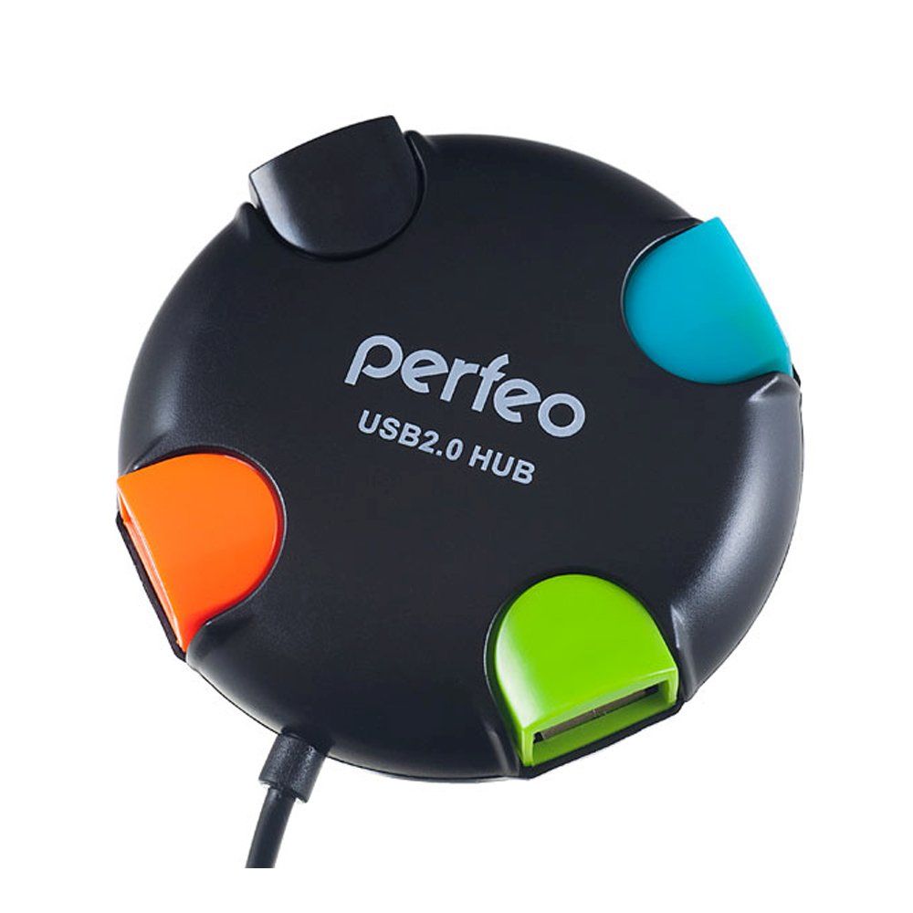 USB-HUB 4-port PERFEO (PF-VI-H020) (4хUSB 2.0, провод неразъемный) черный