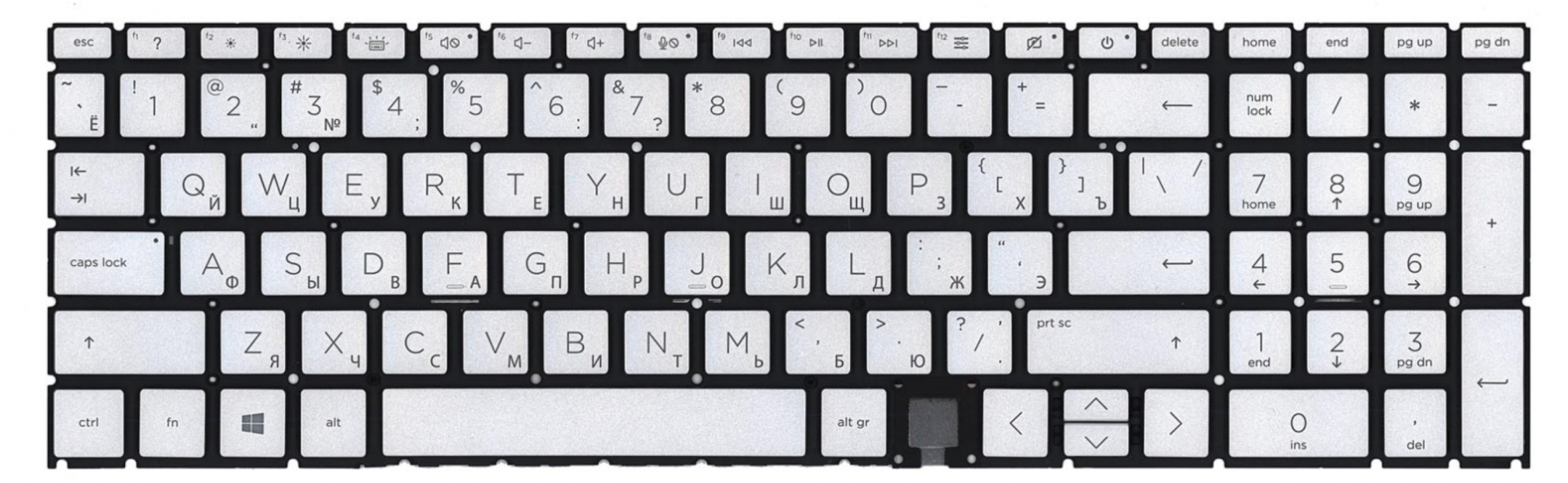 Клавиатура HP Envy 17-CH серебристая, с подсветкой, OEM