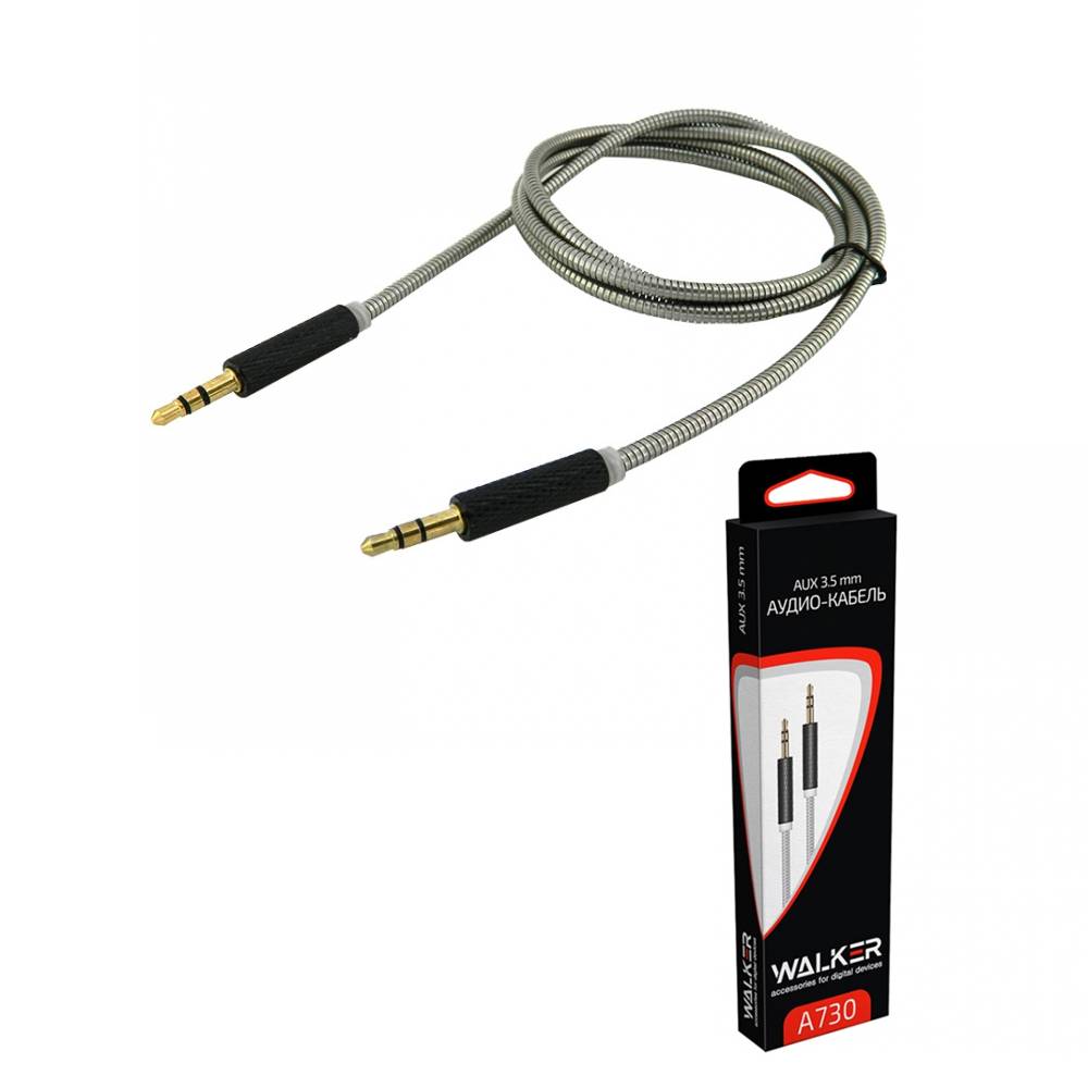 Кабель AUX WALKER WCA-730 черный (1м)
