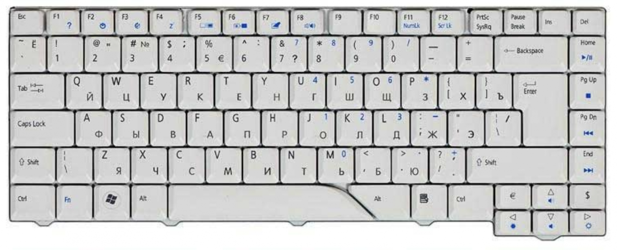 Клавиатура Acer Aspire 5930G белая, OEM