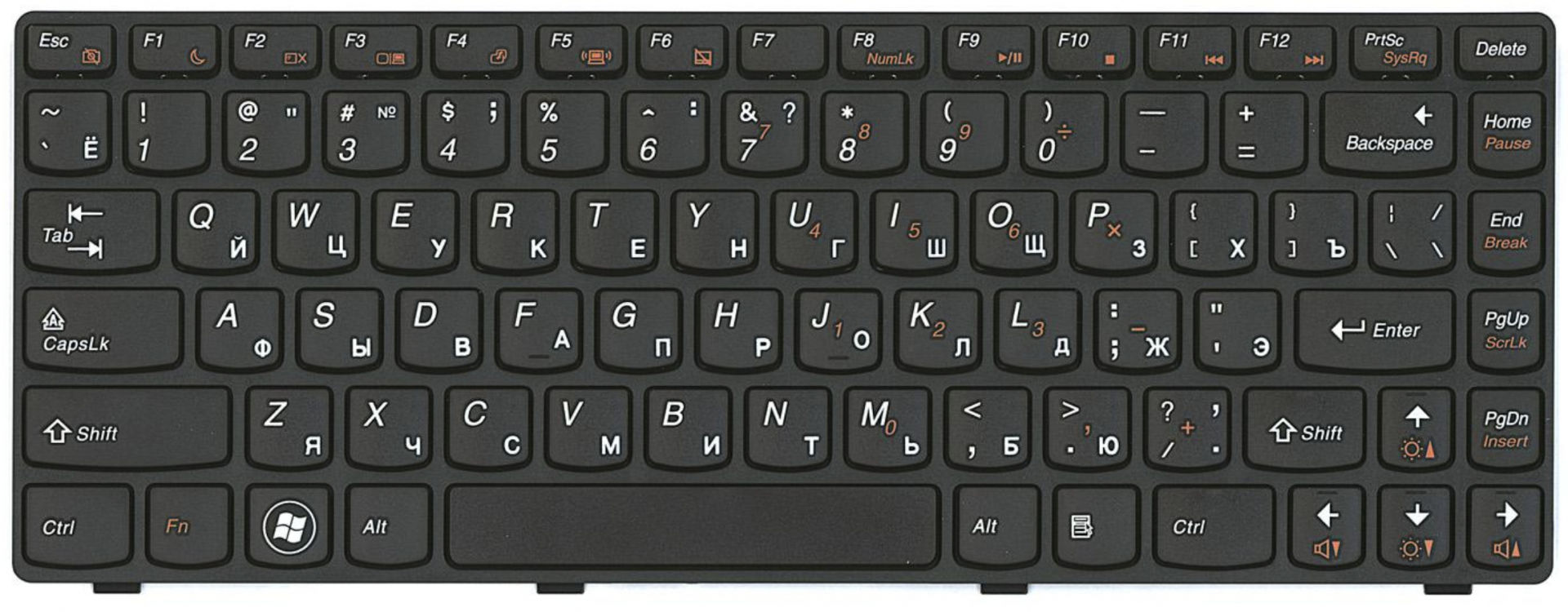 Клавиатура Lenovo IdeaPad G400 с черной рамкой, OEM