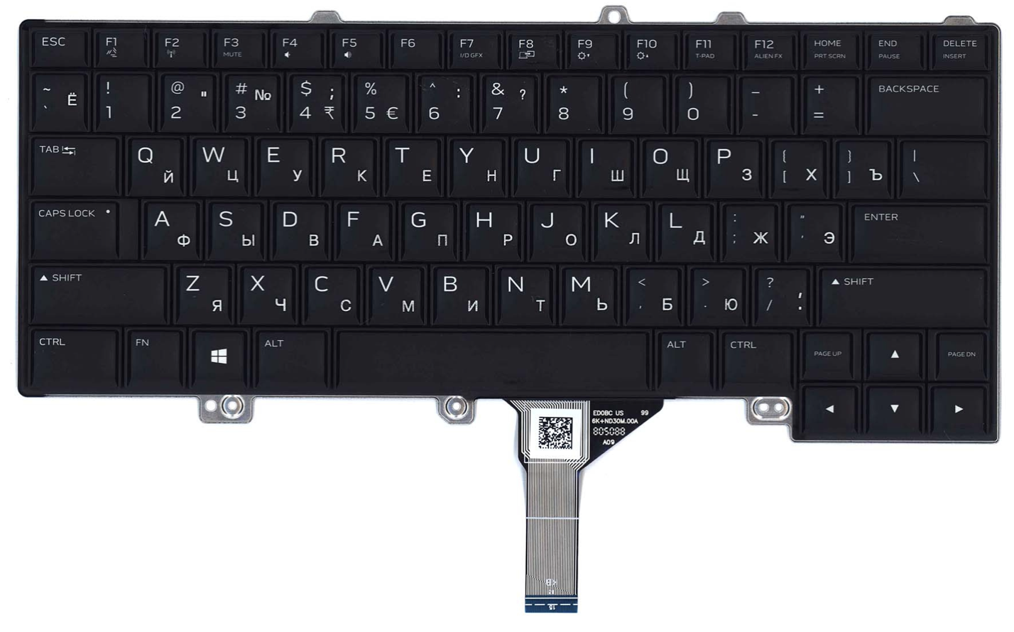 Клавиатура DELL Alienware 13 R3 с подсветкой, OEM