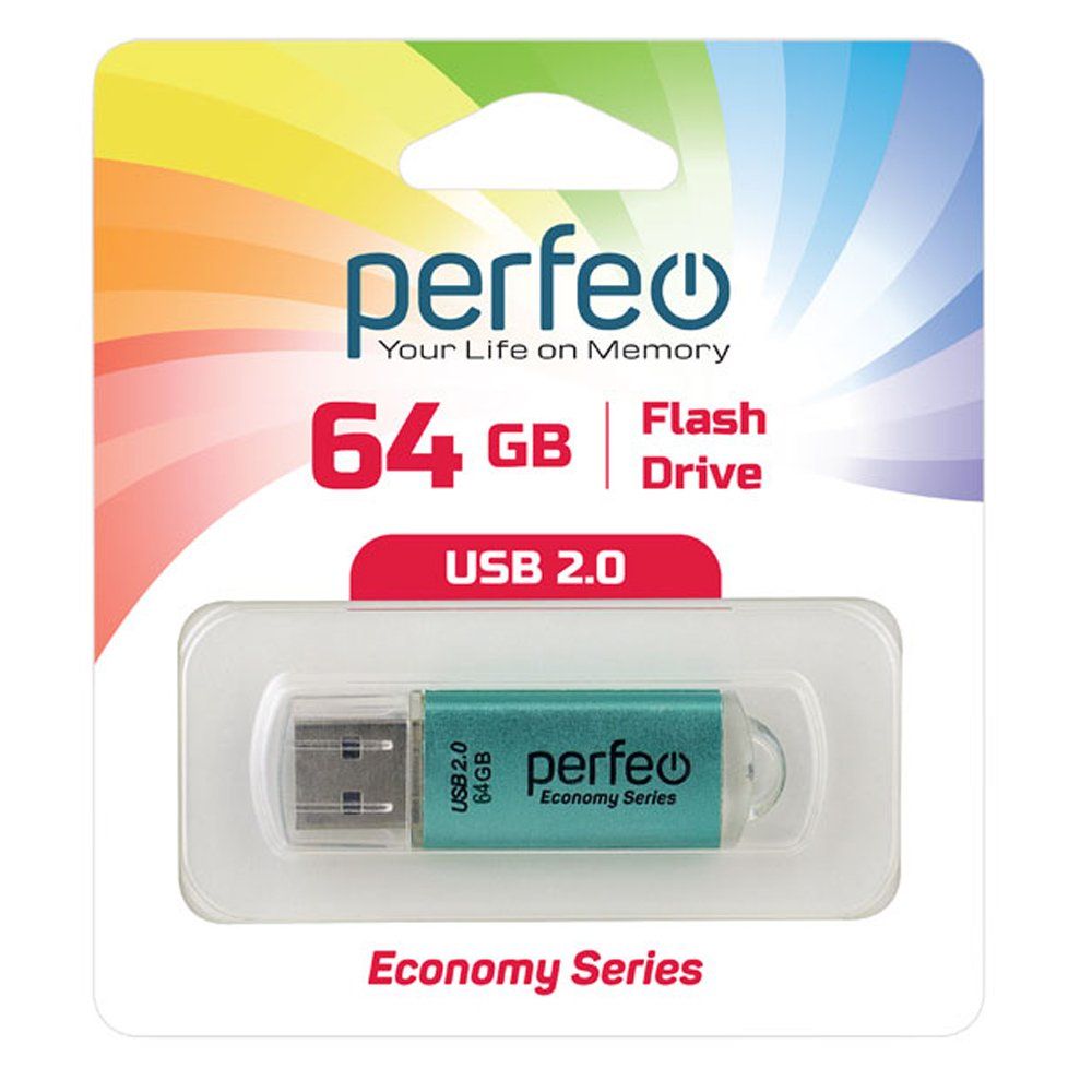 64GB USB 2.0 Flash Drive PERFEO E01 зеленый (PF-E01G064ES)