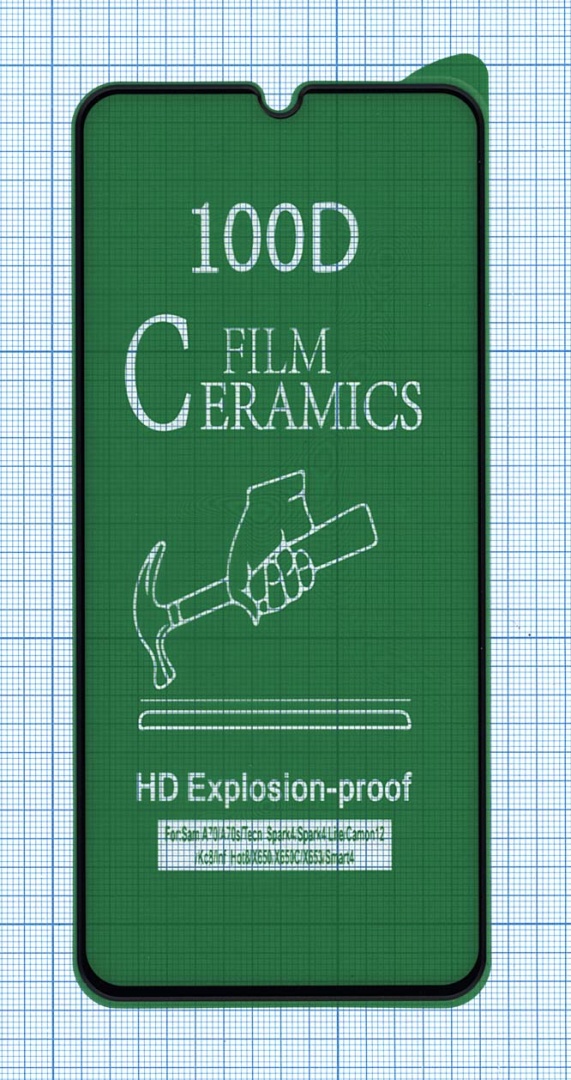 Керамическая пленка (стекло) для Samsung A70/ A7 (2019) черная