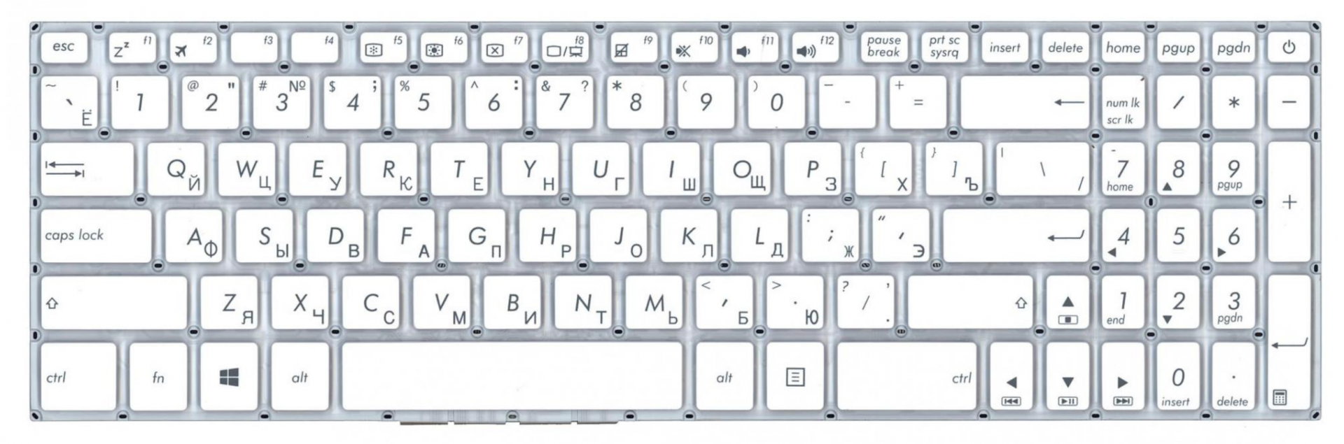 Клавиатура ASUS X705UF белая, OEM