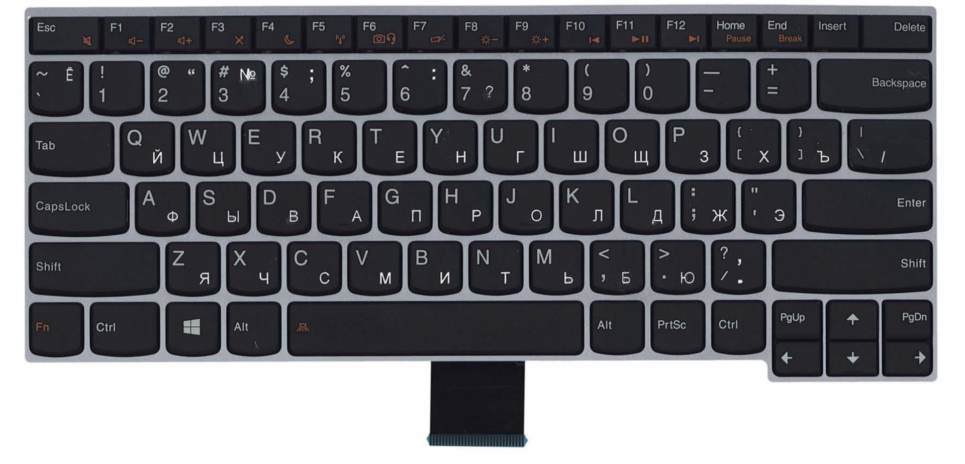 Клавиатура Lenovo V490 с серебристой рамкой, OEM