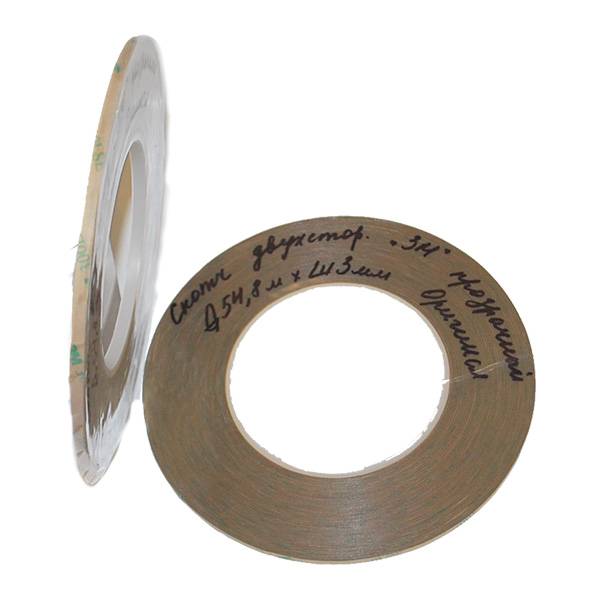 Скотч "3М" 93010LE Двусторонняя лента на ПЭФ основе, прозрачная Д54,8м*Ш3мм orig