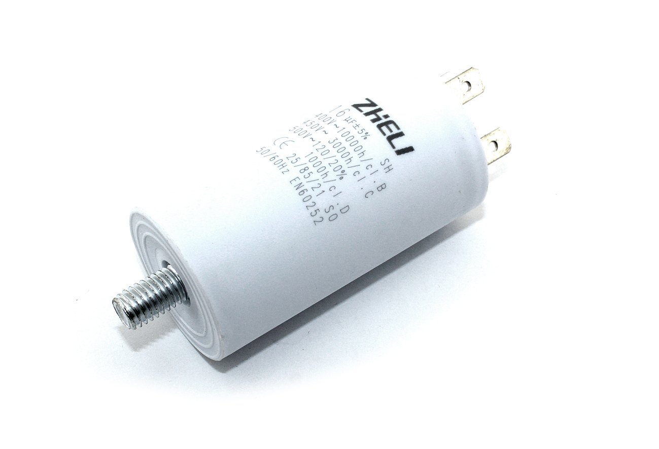 Конденсатор CBB60 16мкФ 450V, 32x65мм (4 клеммы, крепление  болтом) 304004