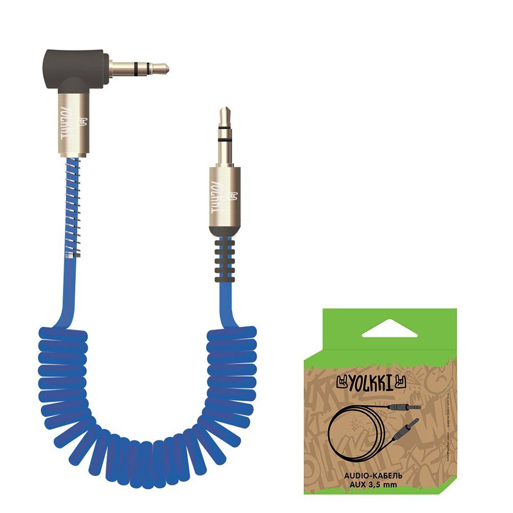 Кабель AUX YOLKKI Drum box синий (1,8м)