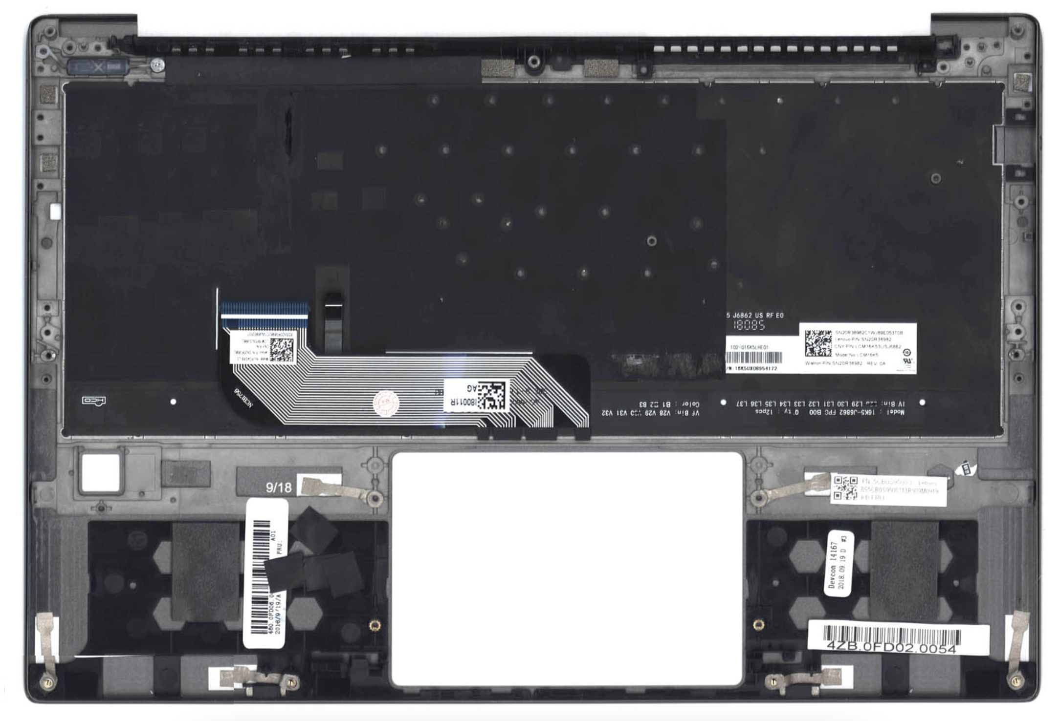 Топкейс в сборе с клавиатурой Lenovo Yoga 730-13IKB с подсветкой, OEM
