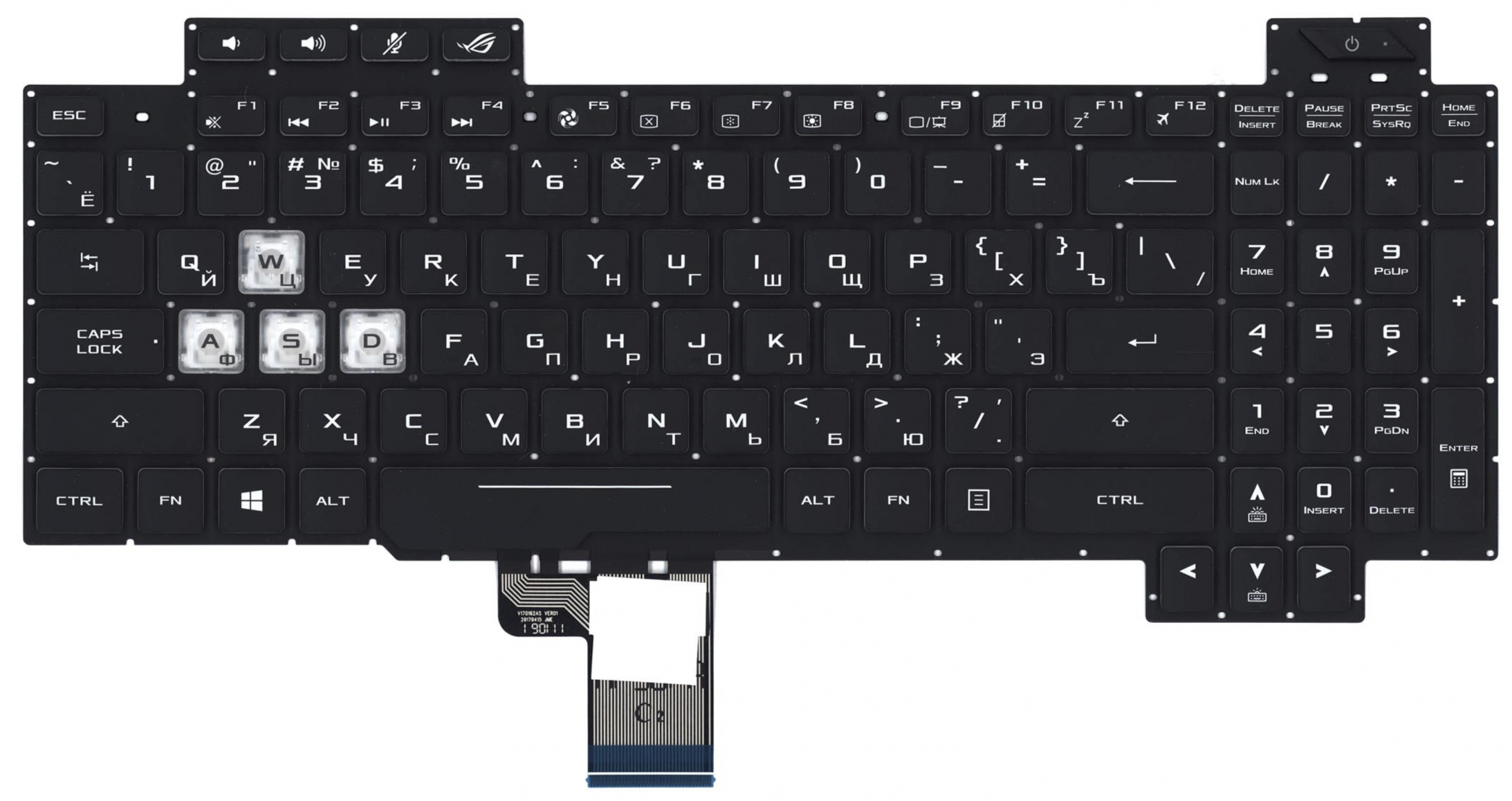 Клавиатура Asus ROG GL504 с белой подсветкой, OEM