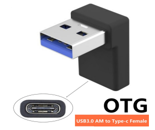 Переходник OTG USB A 3.0 на Type C папа-мама  угловой