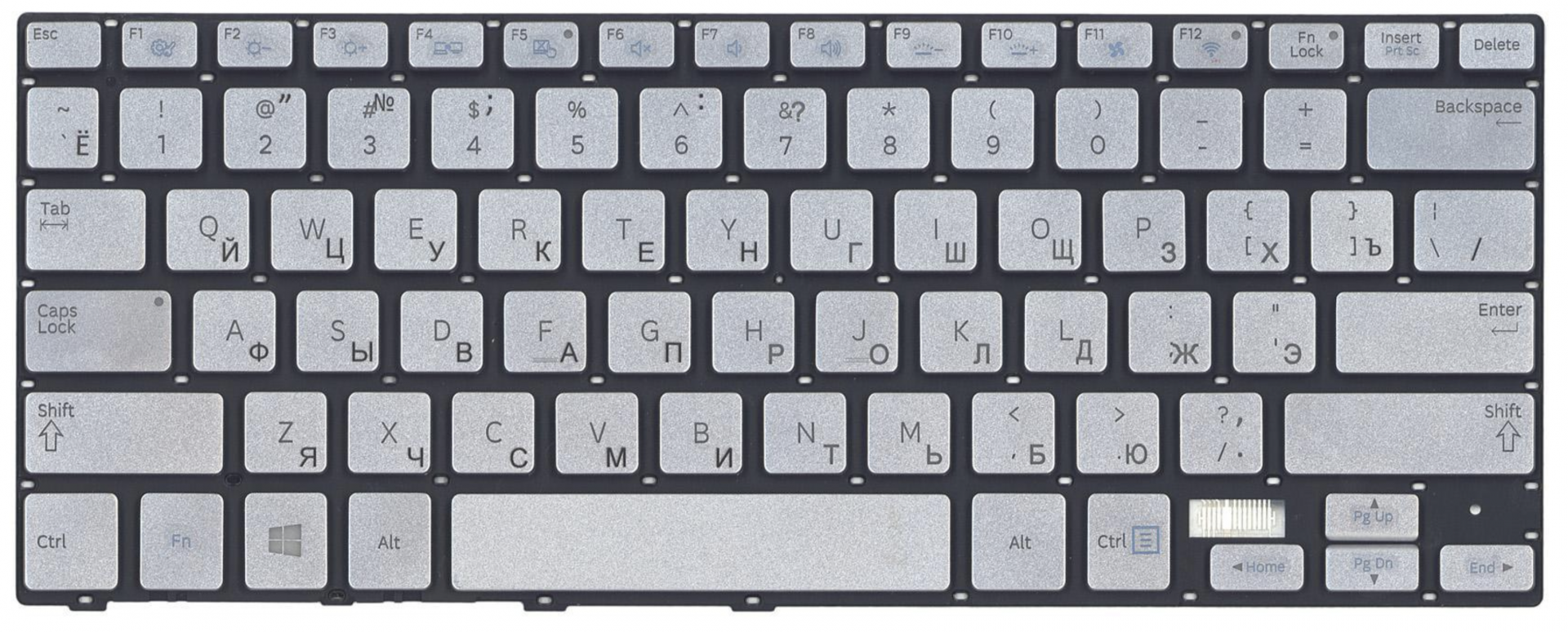 Клавиатура Samsung NP730U3E с подсветкой, серебристая, OEM