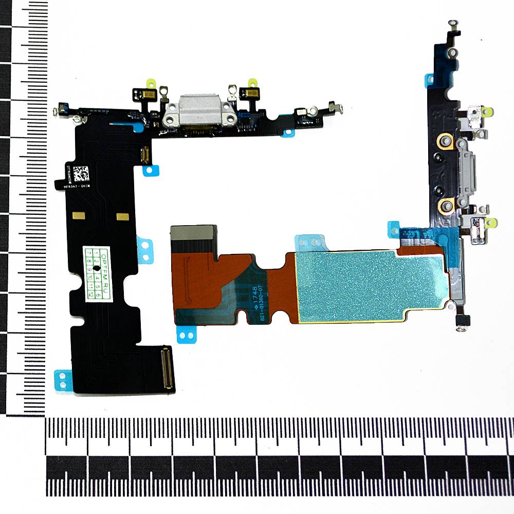 Шлейф iPhone 8 Plus + разъем зарядки серый