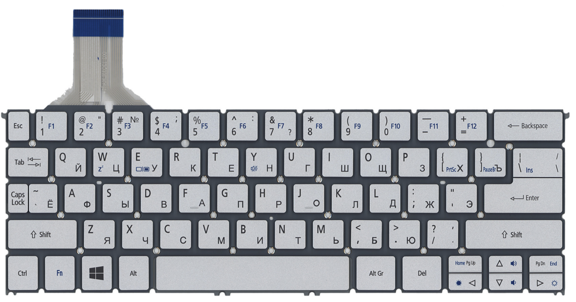 Клавиатура Acer Aspire S7-391 серебристая, OEM