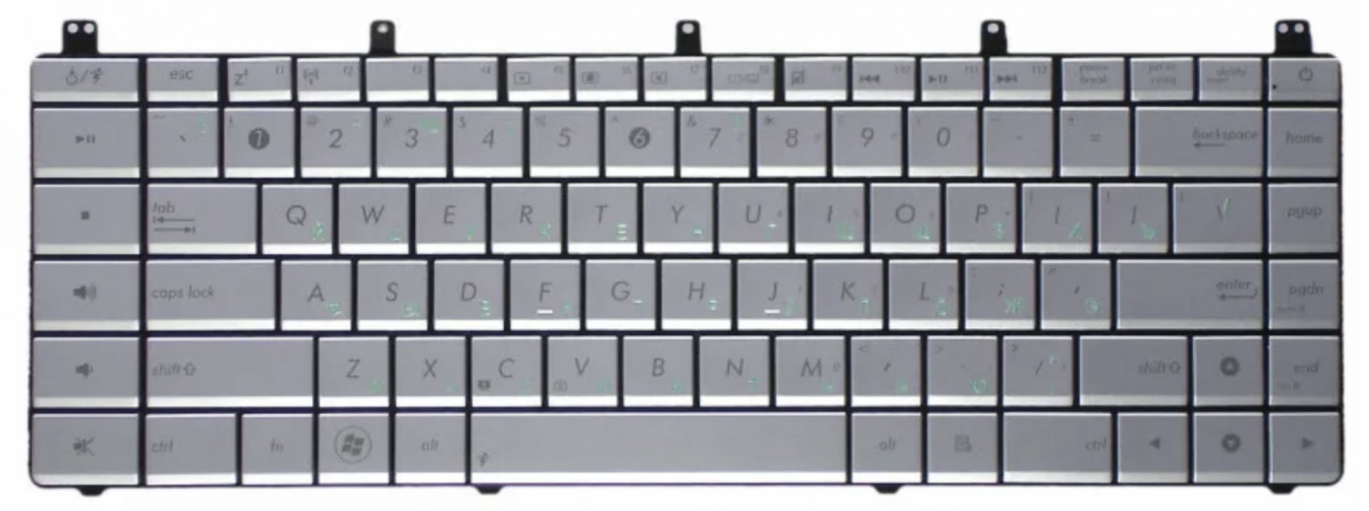 Клавиатура ASUS N45S серебристая, OEM