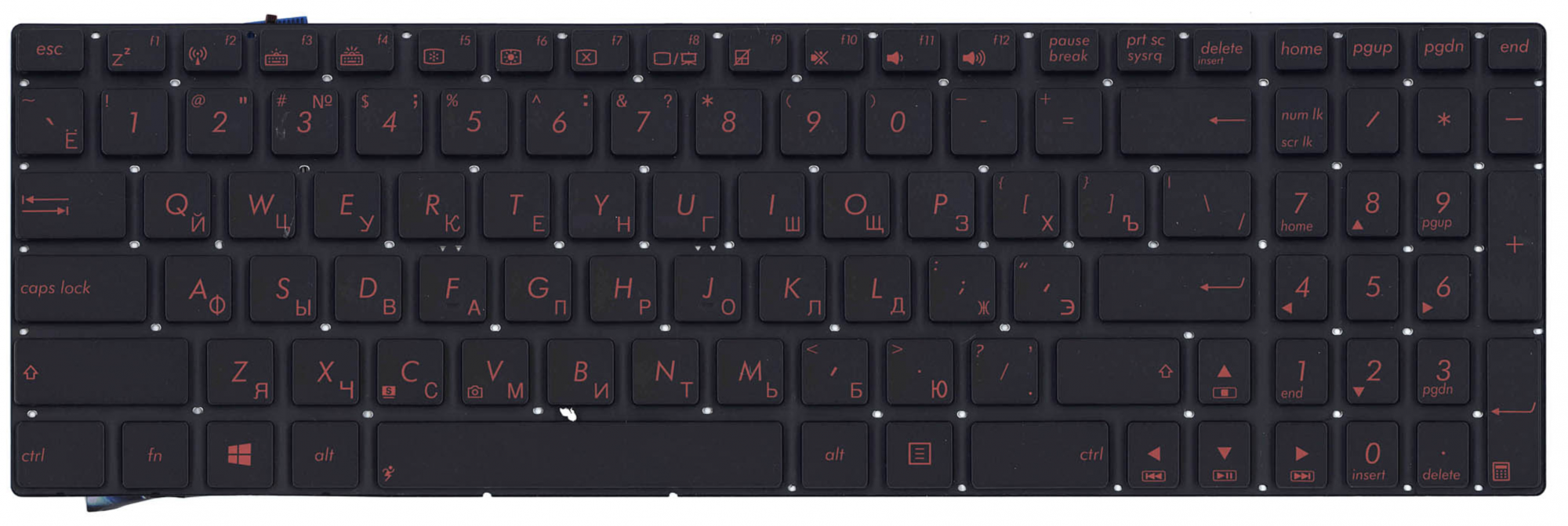 Клавиатура ASUS N56JN с красной подсветкой, OEM