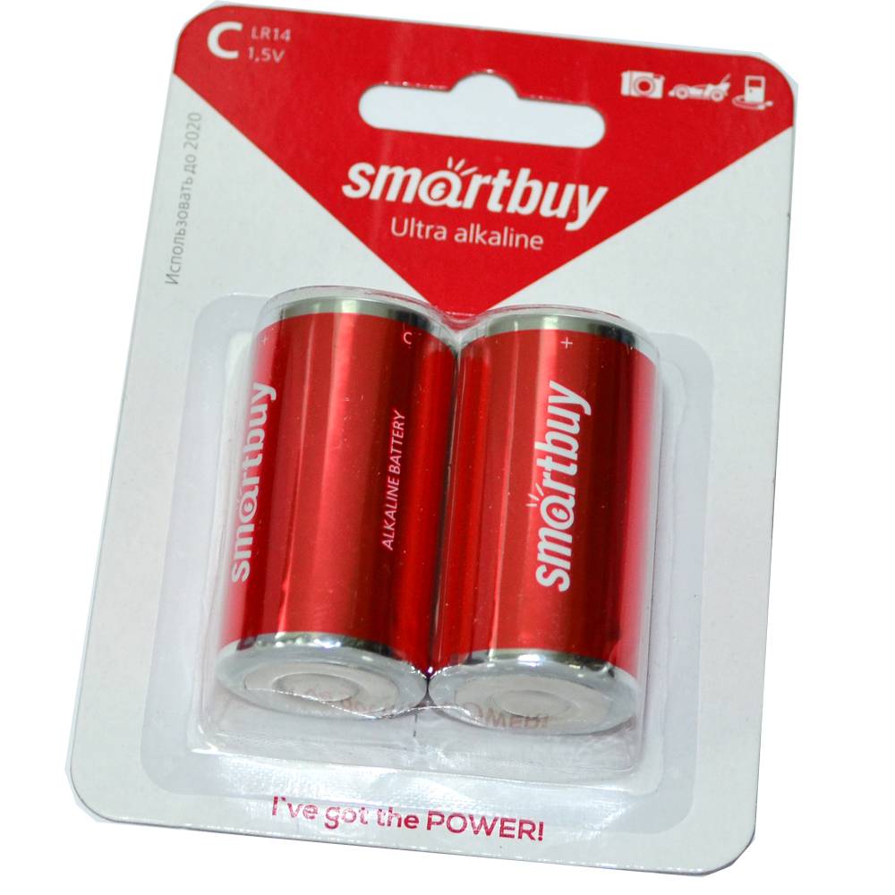 Батарейка алкалиновая SmartBuy C LR14 (блистер/2шт)
