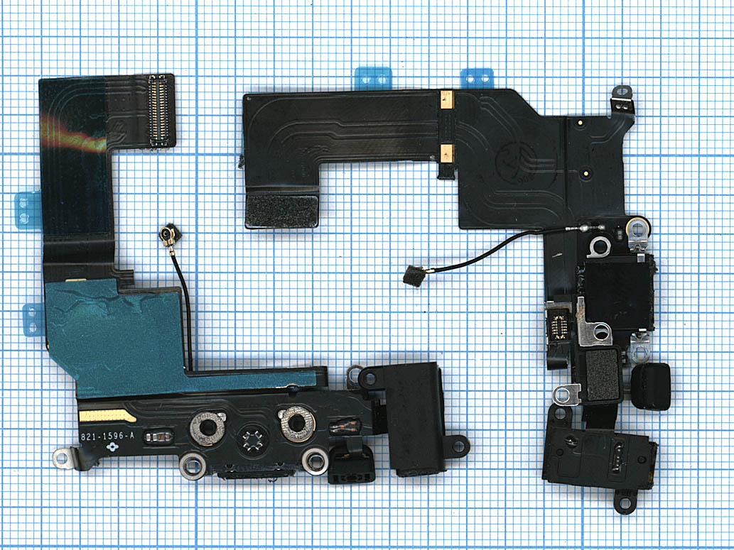 Шлейф разъема питания с аудио-разъемом для iPhone 5S серый