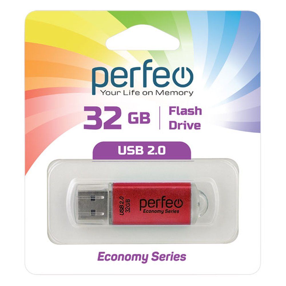 32GB USB 2.0 Flash Drive PERFEO E01 красный (PF-E01R032ES)