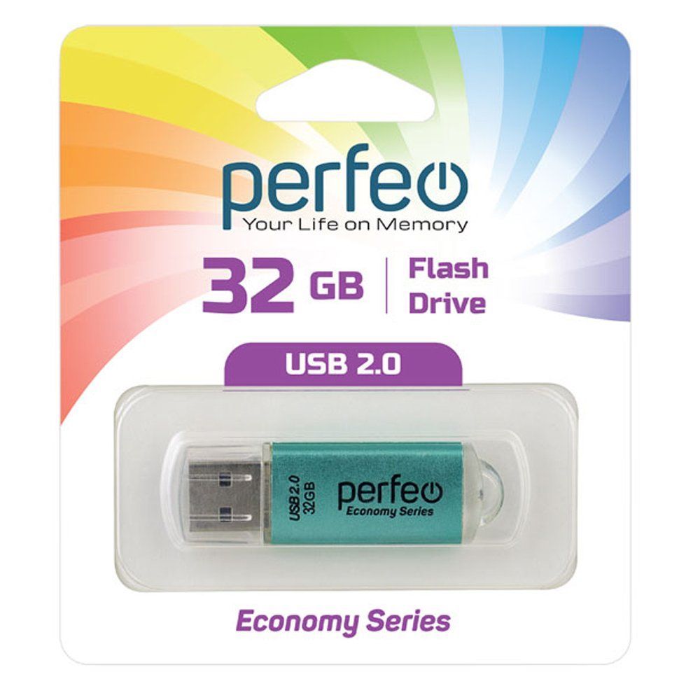 32GB USB 2.0 Flash Drive PERFEO E01 зеленый (PF-E01G032ES)