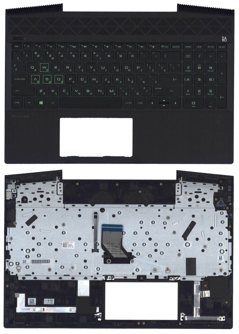 Клавиатура для ноутбука HP Pavilion Gaming 15-CX топкейс зеленая подсветка
