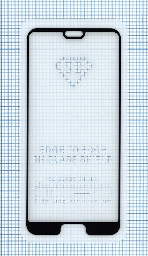 Защитное стекло "Полное покрытие" для Huawei P20 черное