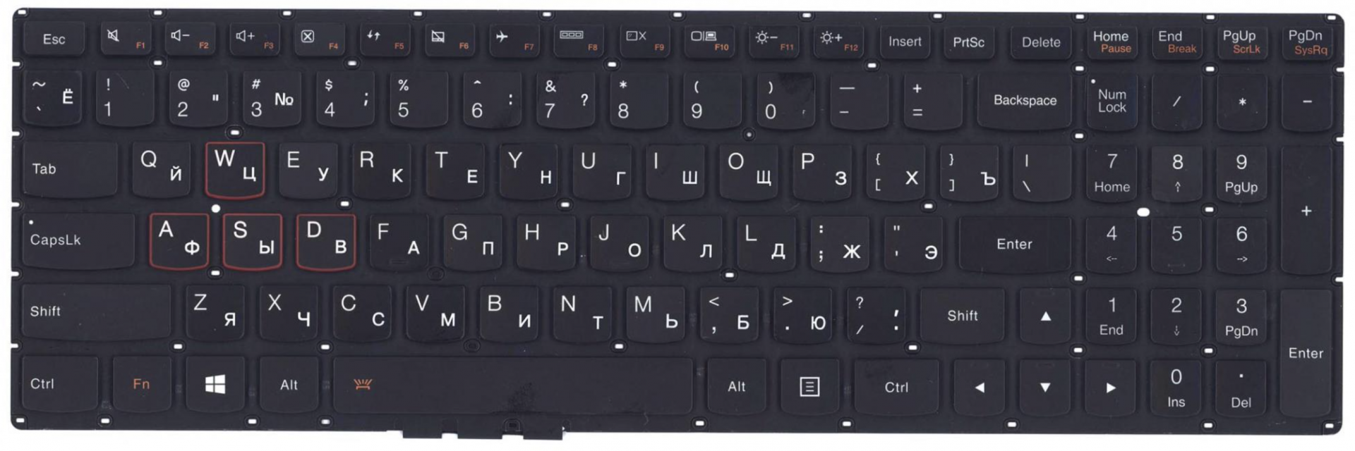 Клавиатура Lenovo IdeaPad Y700-17ISK без подсветки, OEM