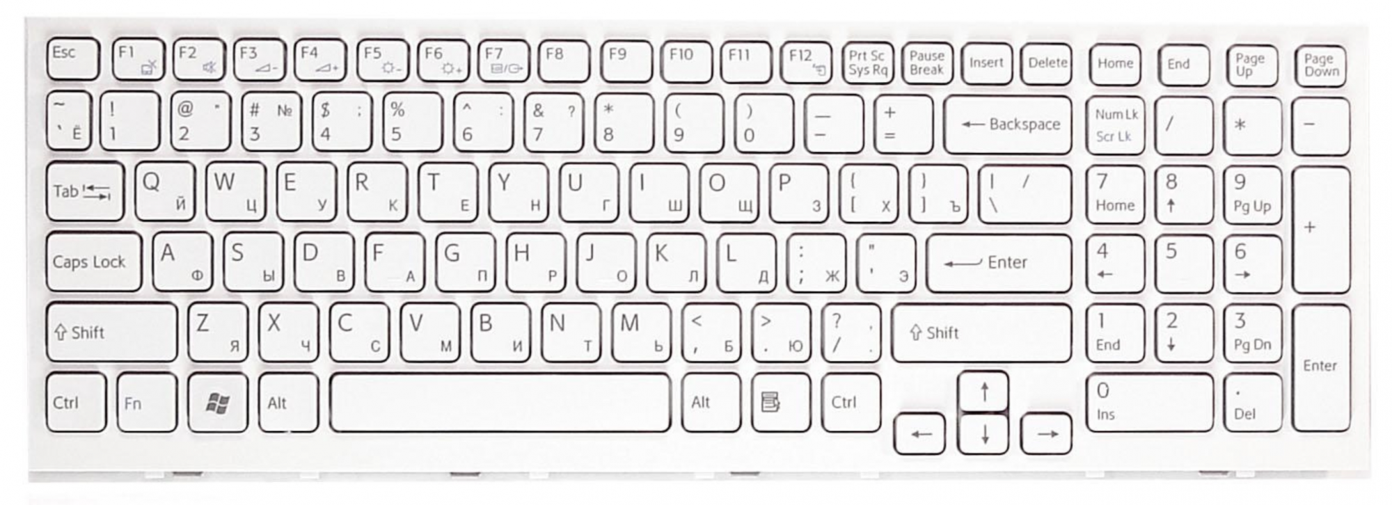 Клавиатура Sony Vaio VPC-EL VPCEL3S1E/W белая, с рамкой, OEM