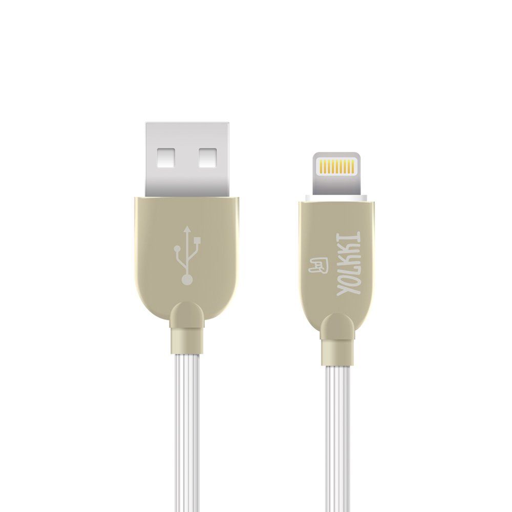 Кабель USB - Lightning 8-pin YOLKKI Pro 01 pack белый (1м) /max 2,1A/