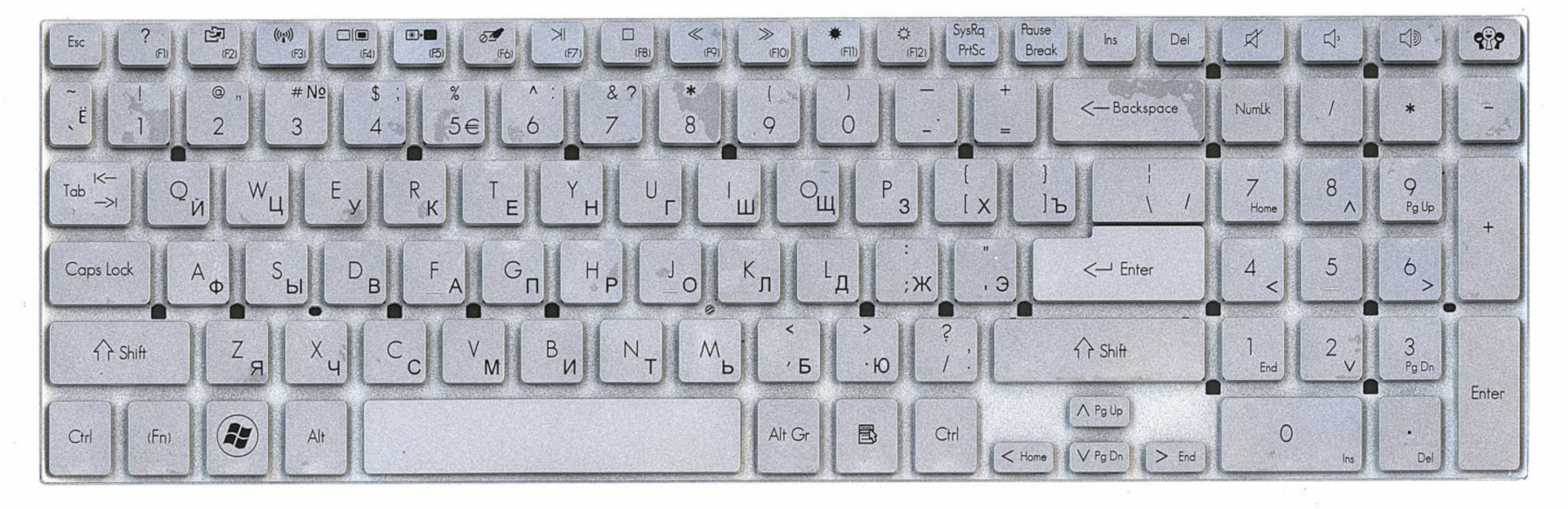 Клавиатура Packard Bell EasyNote LS44 серебристая, OEM