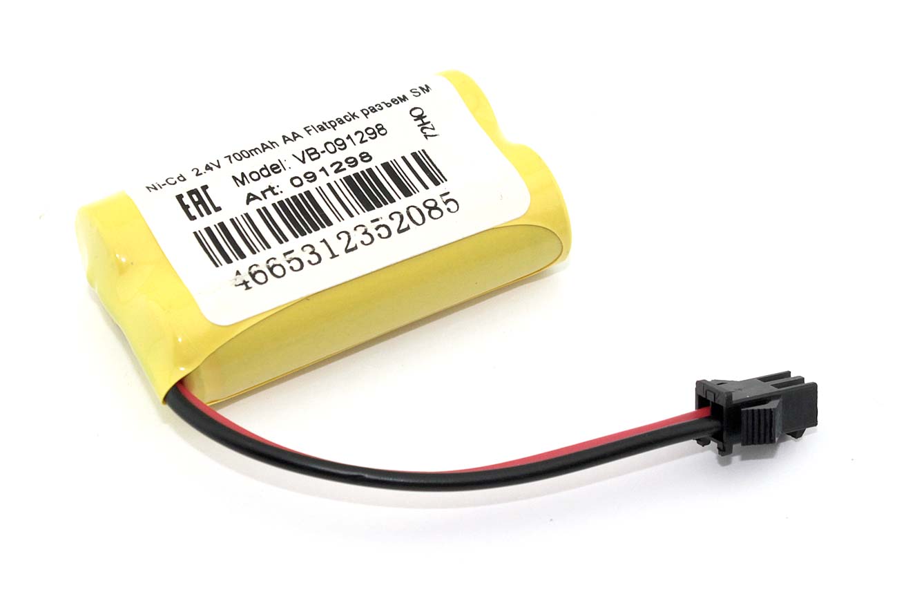 Аккумулятор Ni-Cd  2.4V 700mAh AA Flatpack разъем SM