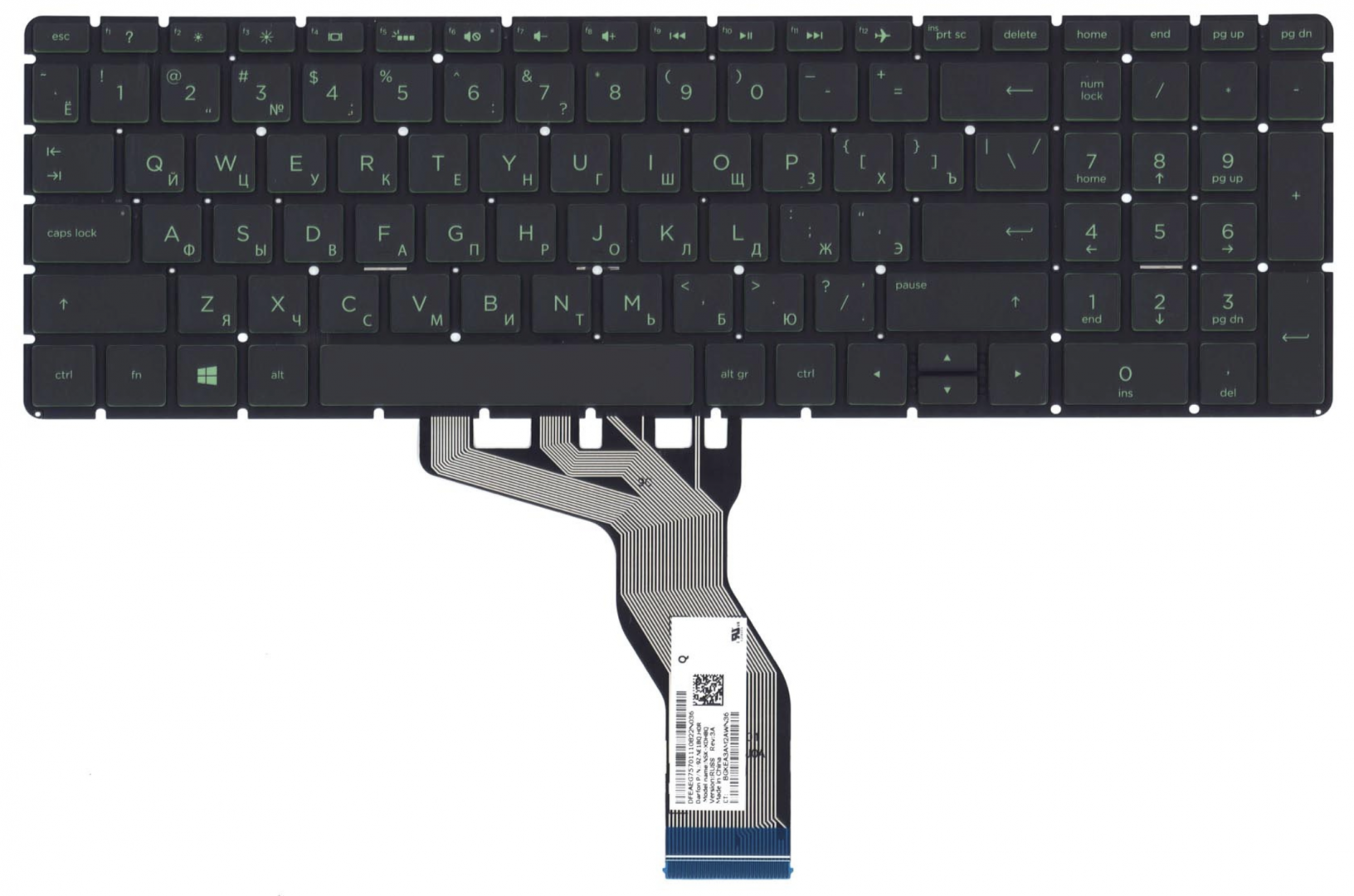 Клавиатура HP 250 G6 1XN47EA с зеленой подсветкой, OEM