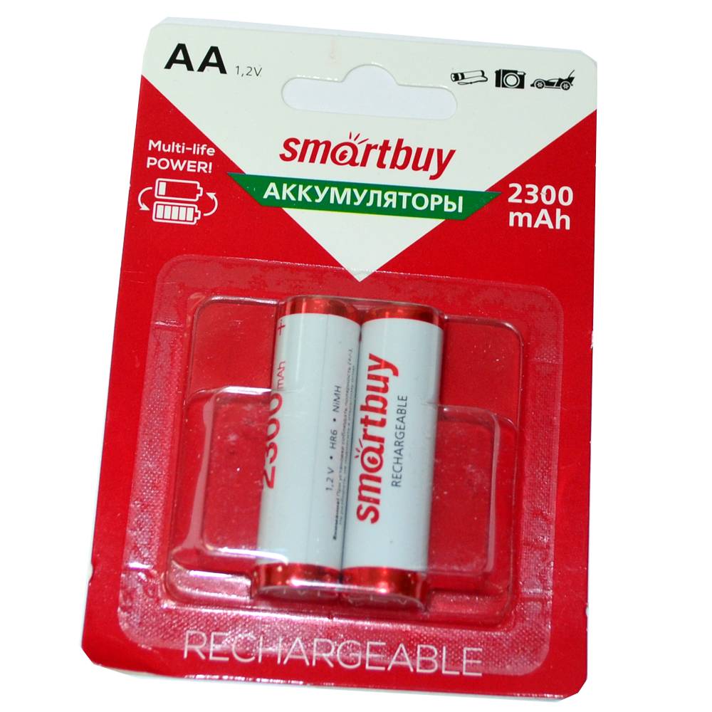 Аккумулятор перезаряжаемый SmartBuy AA HR6 2300mAh (блистер/2шт)