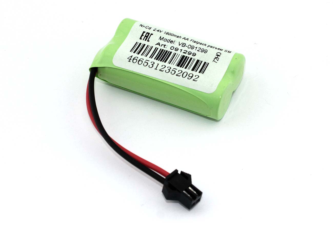 Аккумулятор Ni-Cd  2.4V 1800mah AA Flatpack разъем SM