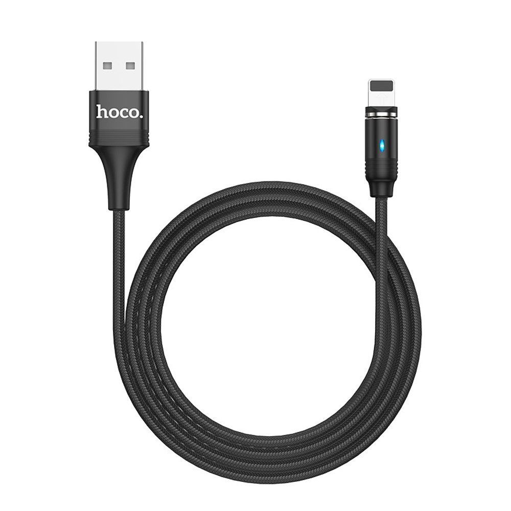 Кабель USB - Lightning 8-pin HOCO U76 магнитный черный (1,2м)