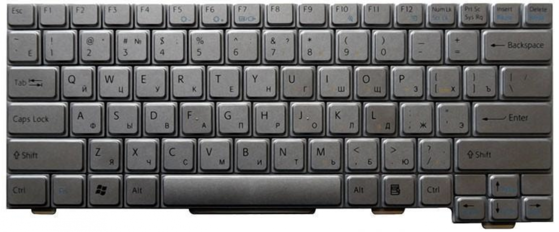 Клавиатура Sony VAIO VGN-TX1HP/W серебристая, OEM