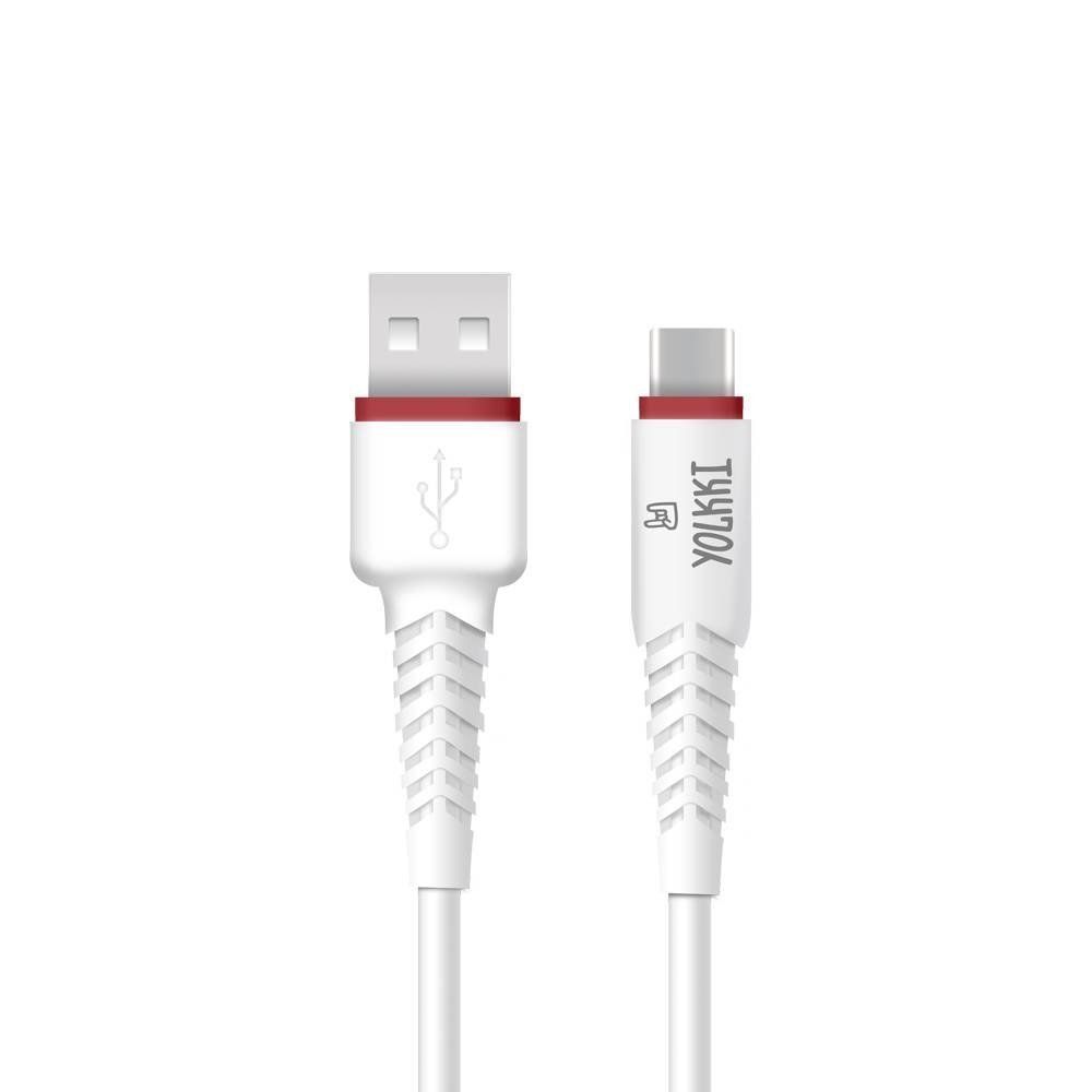 Кабель USB - TYPE-C YOLKKI Pro 04 NEW box белый (1м) /max 2,1A/