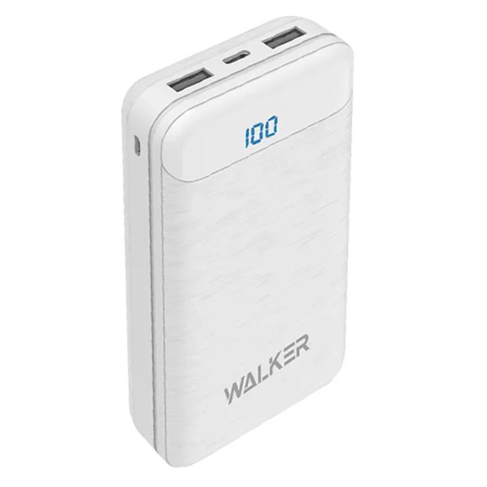 Power Bank 20000mA WALKER WB-525 (2USB выхода 2,1A/Вход MicroUSB, Вход Type-C) белый