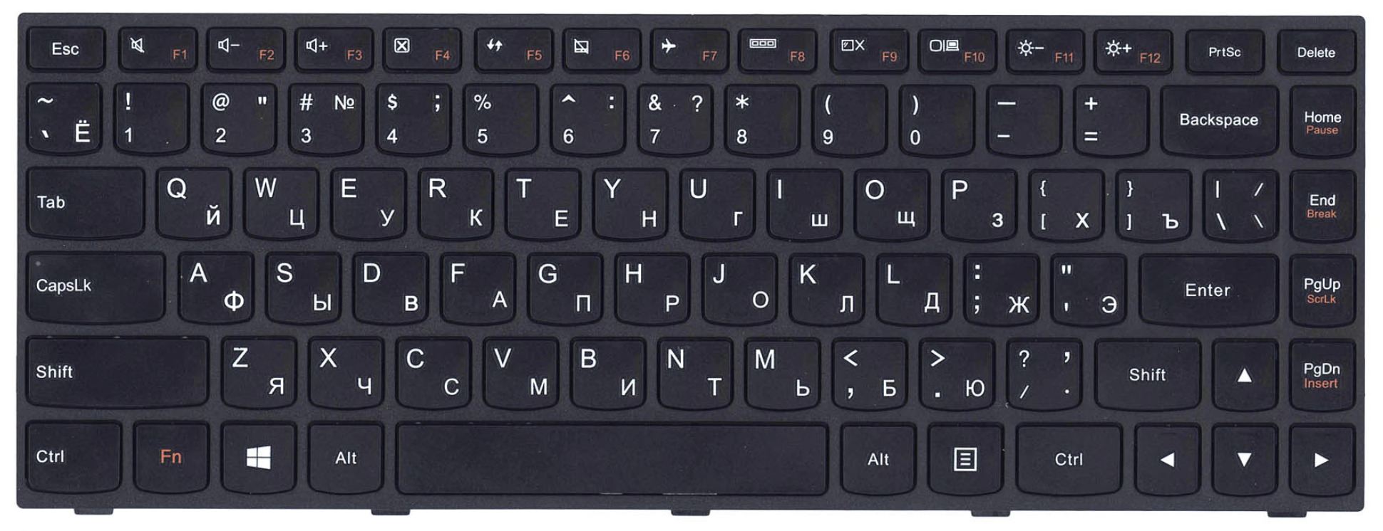 Клавиатура Lenovo IdeaPad Flex G40-70 с рамкой, OEM